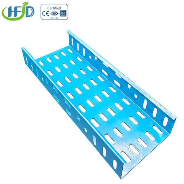 Blue Perforated Cable Tray - Epoxy Coated Steel - PowerCableTray - الصورة 3