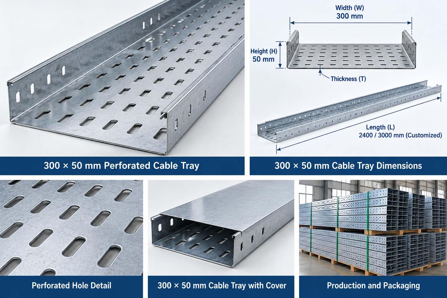 HFJD 300 × 50 mm Perforated Cable Tray Manufacturer