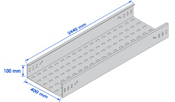Bandeja de cables perforada de 400 × 100 × 2440 mm